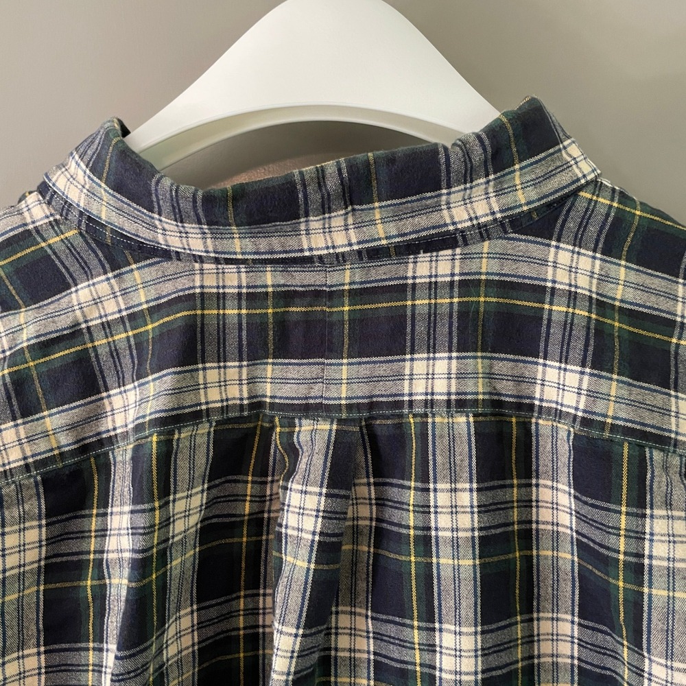 Polo Ralph Lauren Mens 2XB Big & Tall Plaid Button Down Shirt Navy Green Cotton - Picture 7 of 12